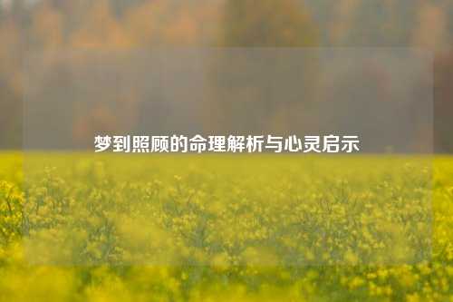 梦到照顾的命理解析与心灵启示