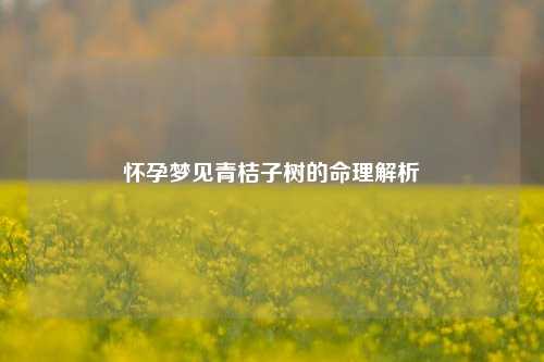 怀孕梦见青桔子树的命理解析