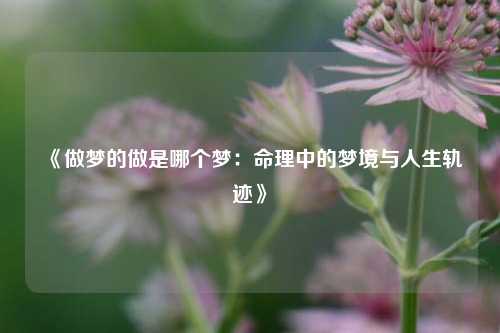 《做梦的做是哪个梦：命理中的梦境与人生轨迹》